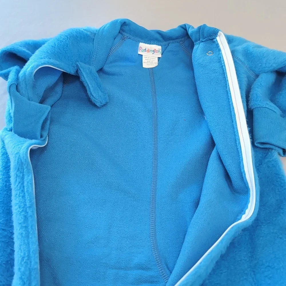 Vintage Children's Size 3T Paddington Bear Blue Footed Zip Up Pajamas